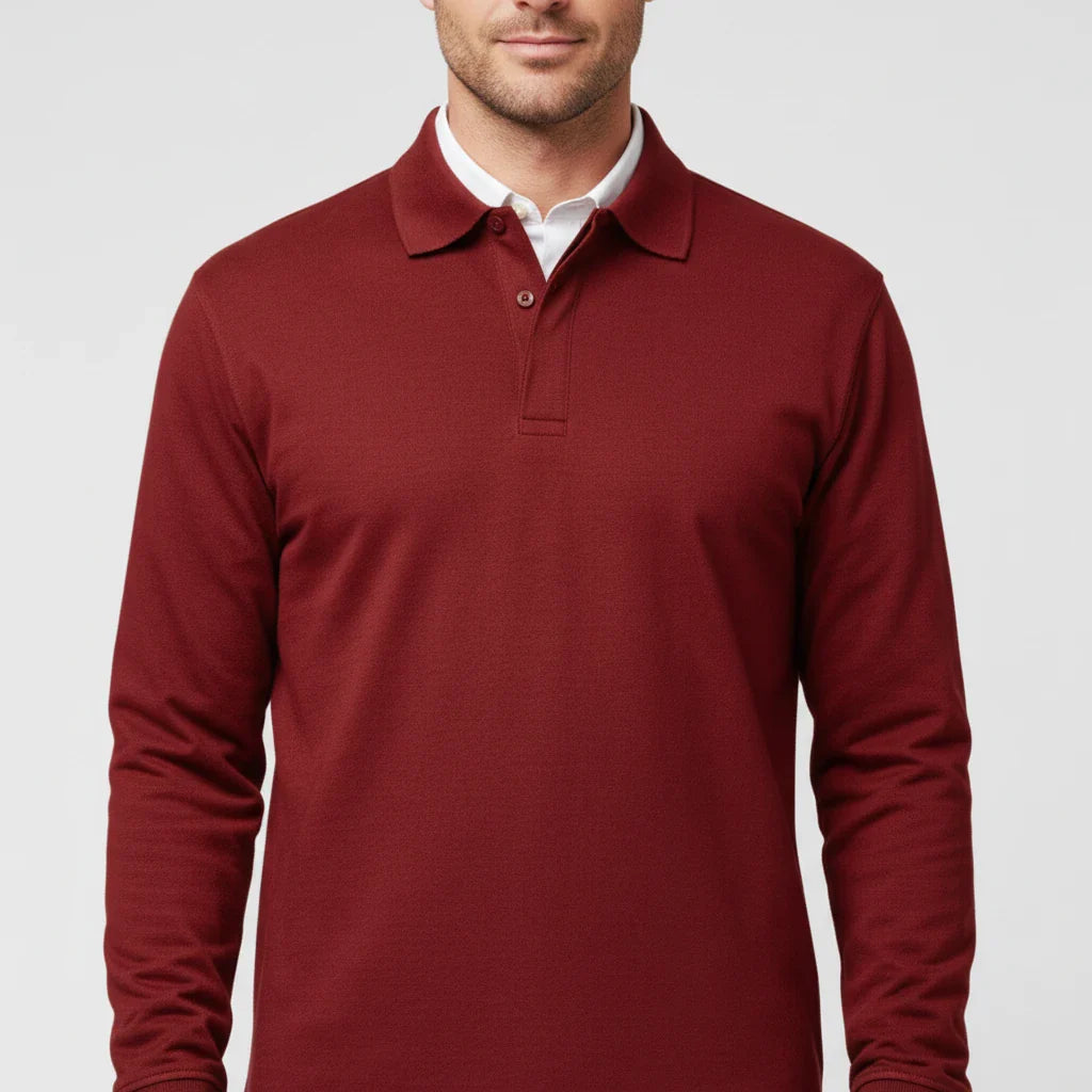 Herren Langarm-Poloshirt mit Knopfleiste-Shirts for men-Alpenkind