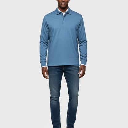 Herren Langarm-Poloshirt mit Knopfleiste-Shirts for men-Alpenkind
