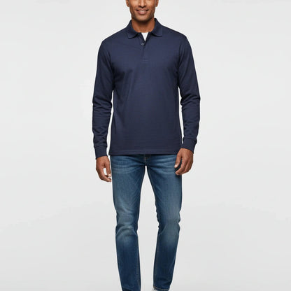 Herren Langarm-Poloshirt mit Knopfleiste-Shirts for men-Alpenkind