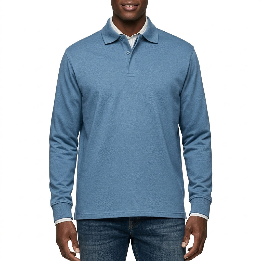 Herren Langarm-Poloshirt mit Knopfleiste-Shirts for men-Alpenkind
