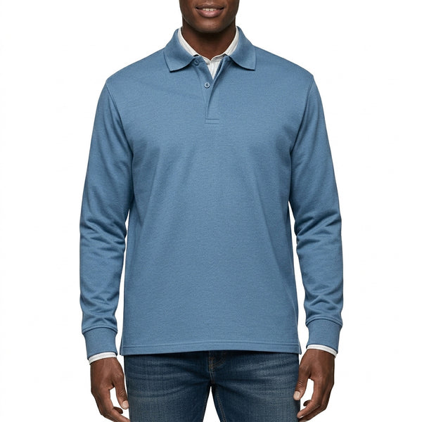 Herren Langarm-Poloshirt mit Knopfleiste-Shirts for men-Alpenkind