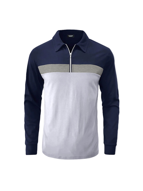Herren Langarm Poloshirt mit Reißverschlussleiste-Men Sweaters-Alpenkind