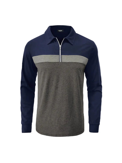 Herren Langarm Poloshirt mit Reißverschlussleiste-Men Sweaters-Alpenkind