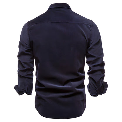 Herren Langarm-Utility-Hemd mit Knopfleiste-Shirts for men-Alpenkind