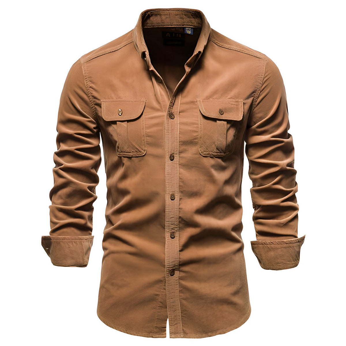 Herren Langarm-Utility-Hemd mit Knopfleiste-Shirts for men-Alpenkind