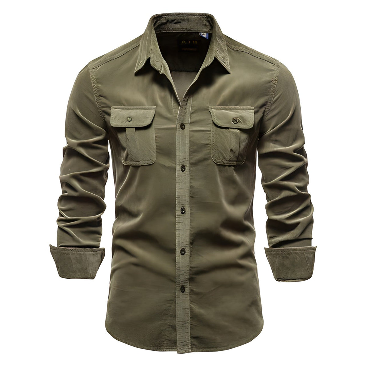 Herren Langarm-Utility-Hemd mit Knopfleiste-Shirts for men-Alpenkind