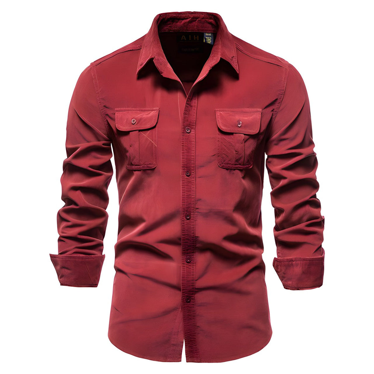 Herren Langarm-Utility-Hemd mit Knopfleiste-Shirts for men-Alpenkind