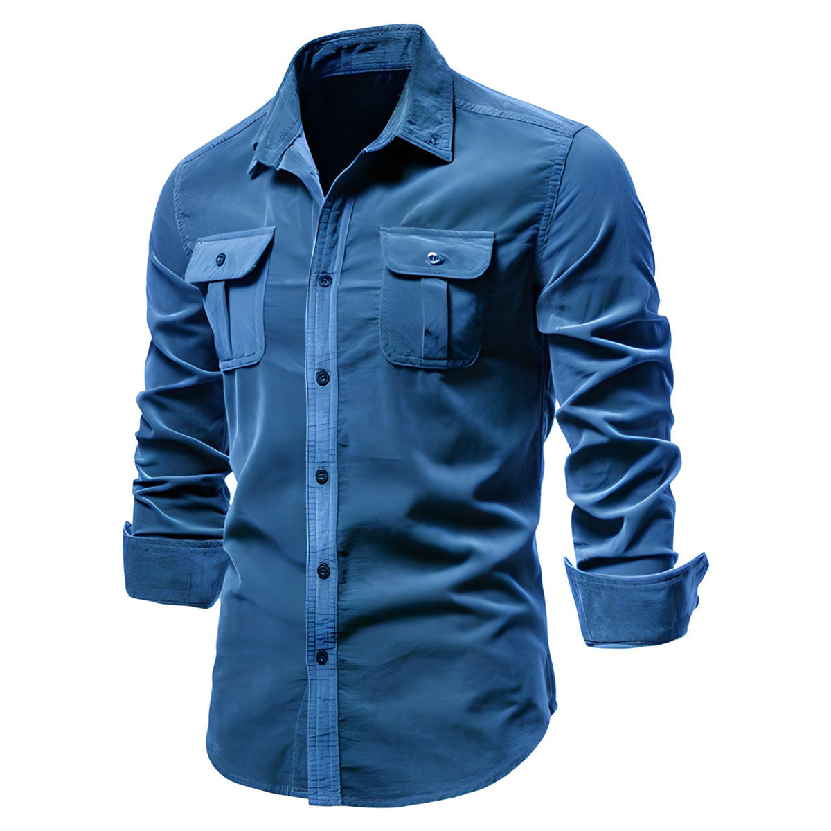 Herren Langarm-Utility-Hemd mit Knopfleiste-Shirts for men-Alpenkind