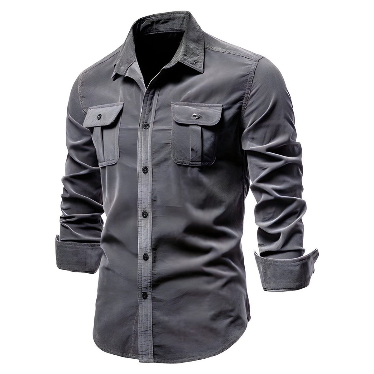 Herren Langarm-Utility-Hemd mit Knopfleiste-Shirts for men-Alpenkind