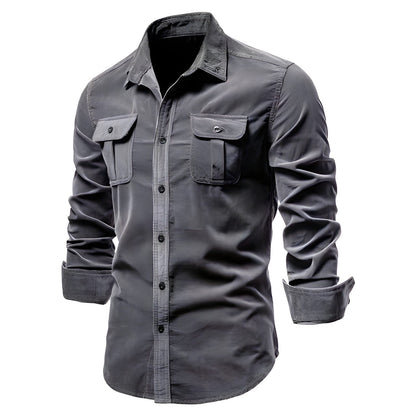 Herren Langarm-Utility-Hemd mit Knopfleiste-Shirts for men-Alpenkind