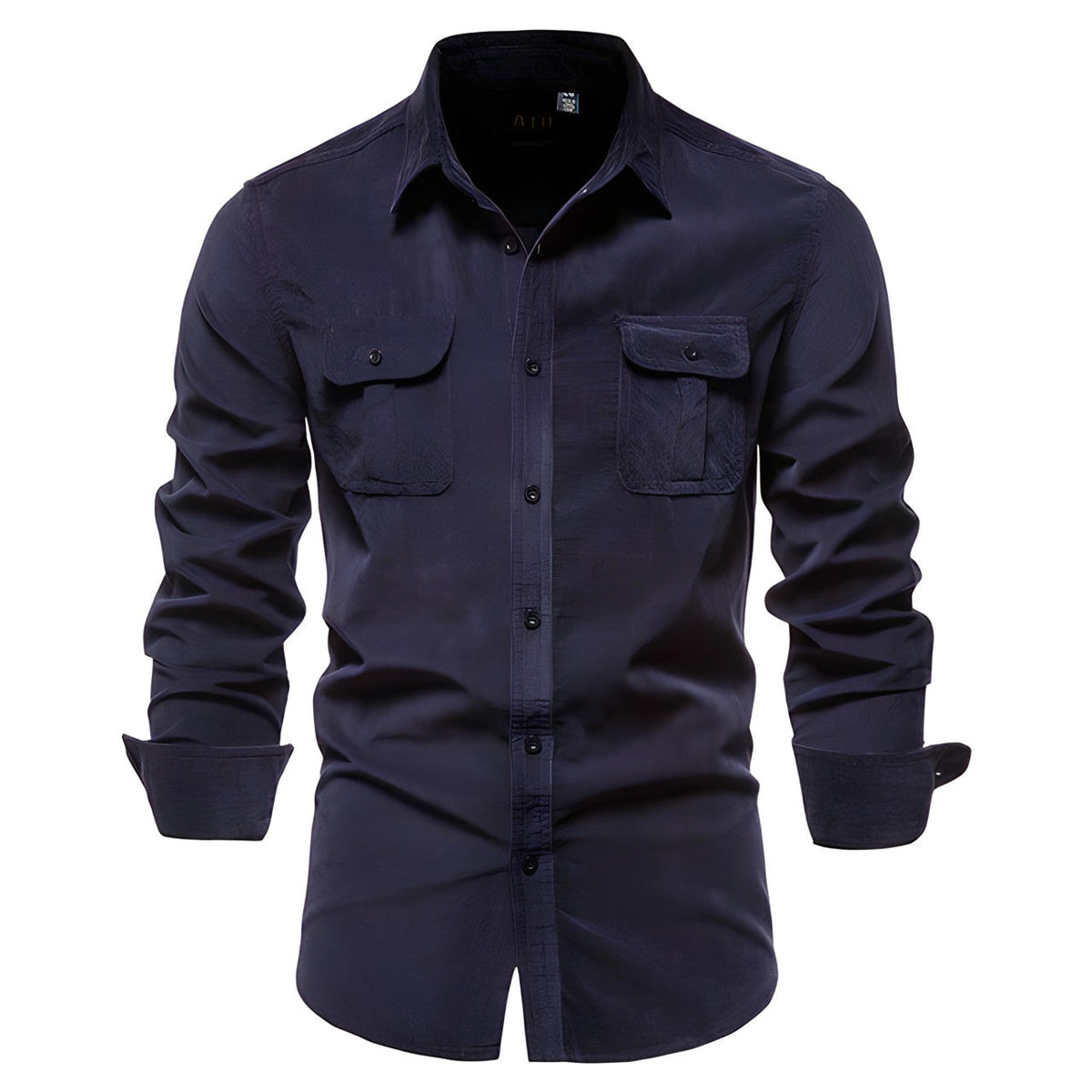Herren Langarm-Utility-Hemd mit Knopfleiste-Shirts for men-Alpenkind