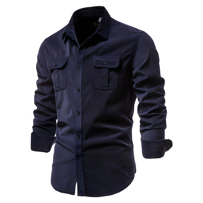 Herren Langarm-Utility-Hemd mit Knopfleiste-Shirts for men-Alpenkind