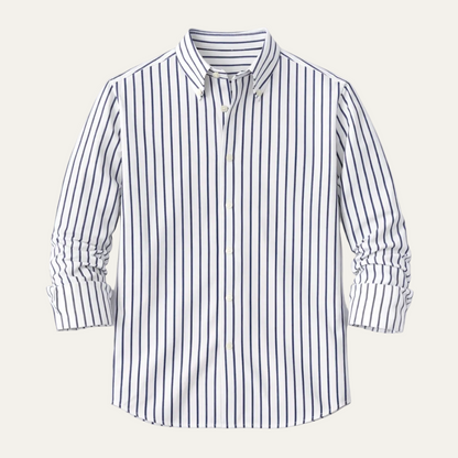 Herren Langarmhemd mit gestreiftem Muster und geknöpftem Kragen-Shirts for men-Alpenkind