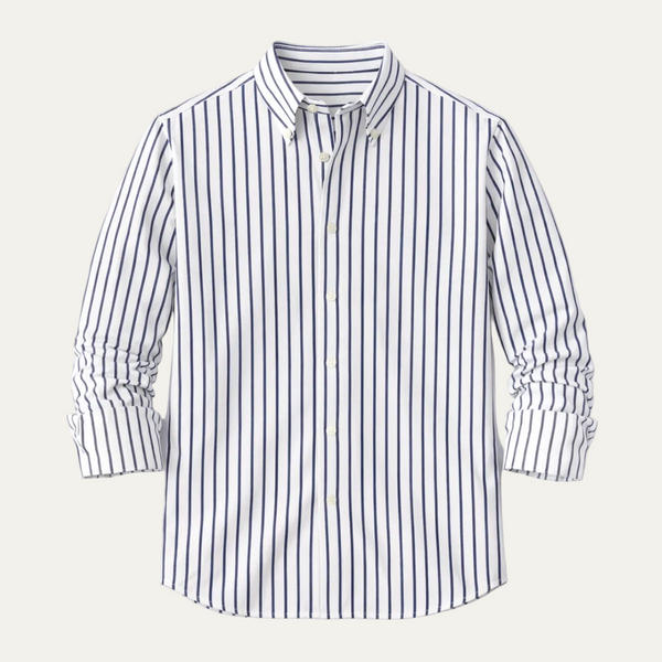 Herren Langarmhemd mit gestreiftem Muster und geknöpftem Kragen-Shirts for men-Alpenkind