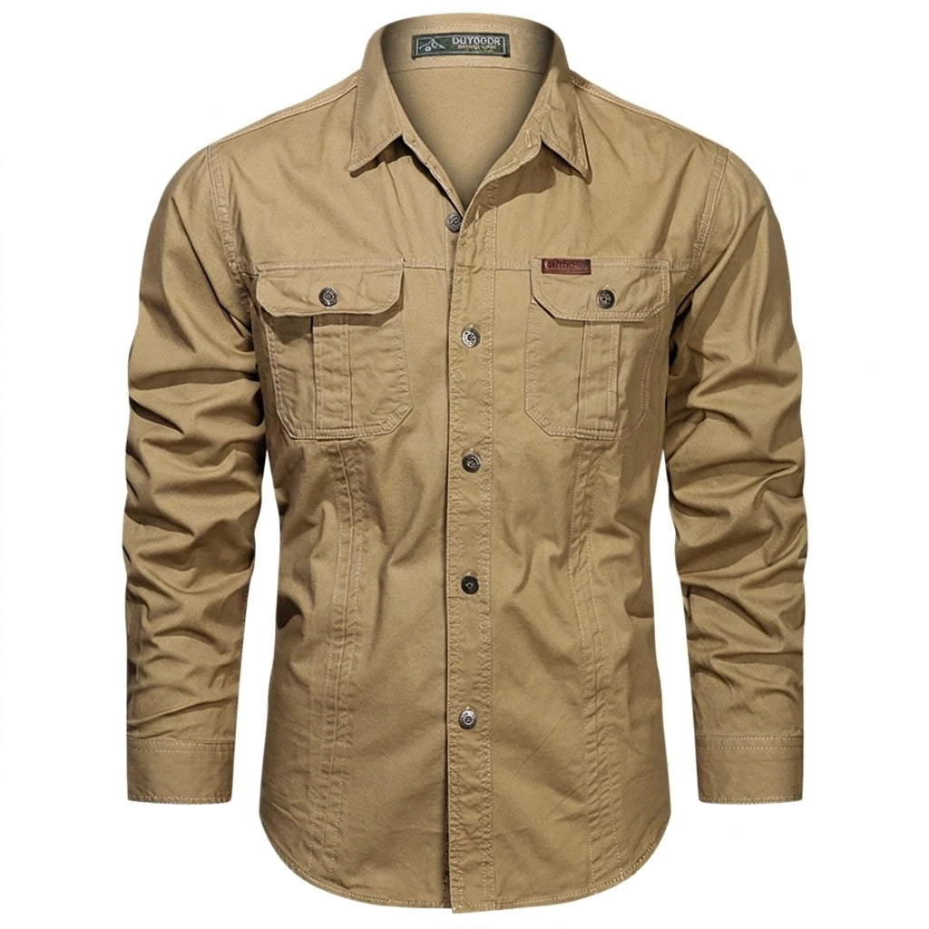 Herren-Langarmhemd mit Knopfleiste und Brusttaschen-Shirts for men-Alpenkind