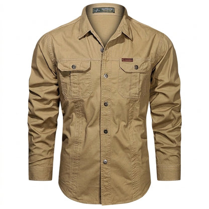 Herren-Langarmhemd mit Knopfleiste und Brusttaschen-Shirts for men-Alpenkind