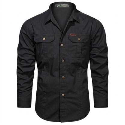 Herren-Langarmhemd mit Knopfleiste und Brusttaschen-Shirts for men-Alpenkind