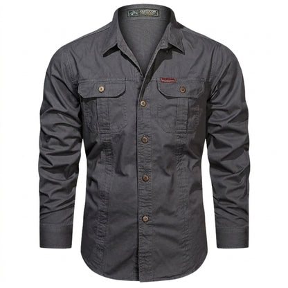 Herren-Langarmhemd mit Knopfleiste und Brusttaschen-Shirts for men-Alpenkind