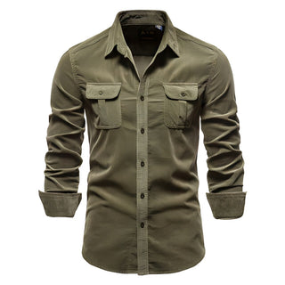 Herren Langarmhemd mit Knopfleiste und Taschen auf Brusthöhe-Shirts for men-Alpenkind
