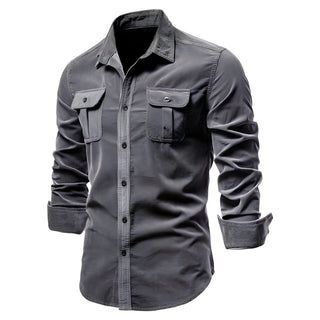 Herren Langarmhemd mit Knopfleiste und Taschen auf Brusthöhe-Shirts for men-Alpenkind