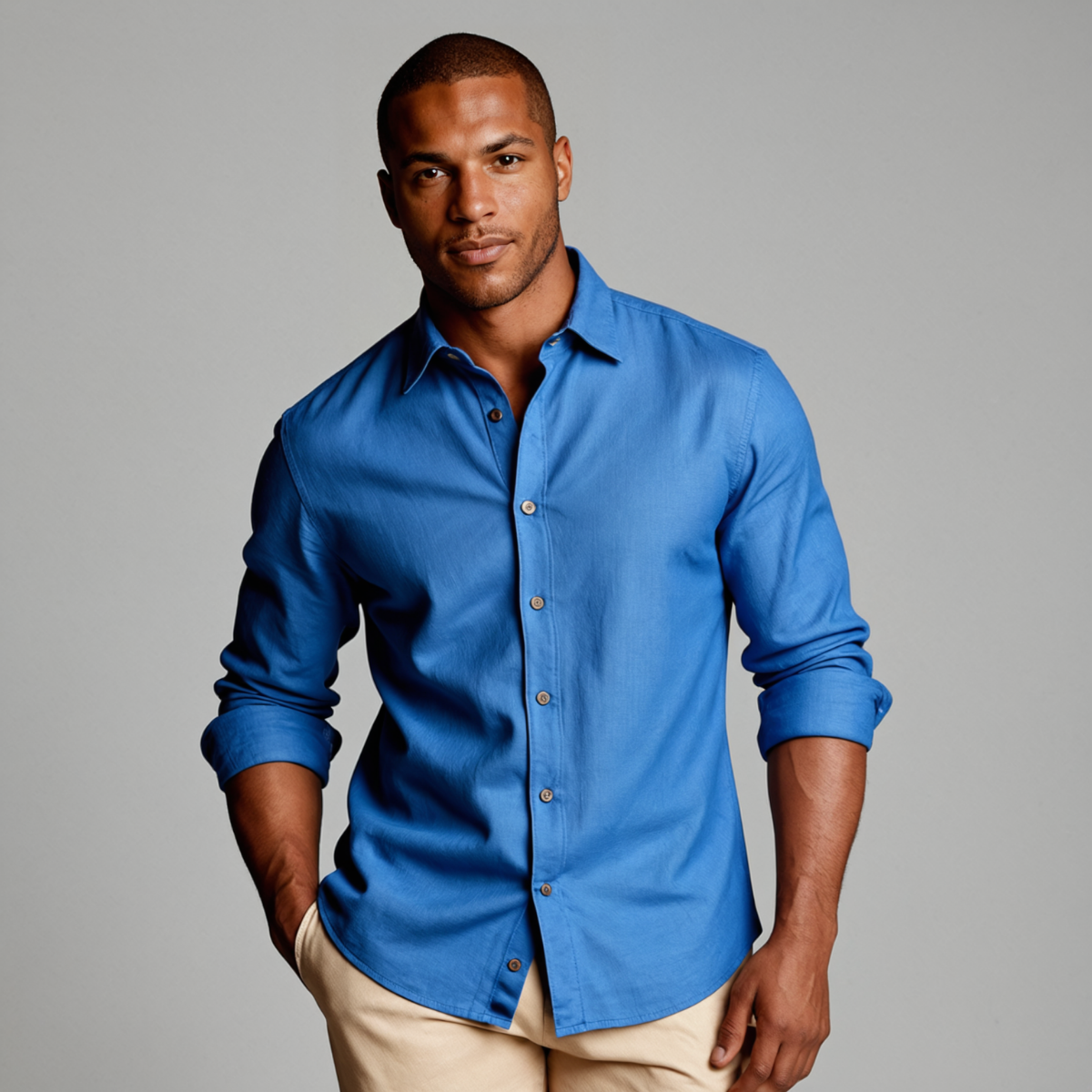 Herren-Langarmhemd mit Knopfleiste und Umlegekragen-Shirts for men-Alpenkind