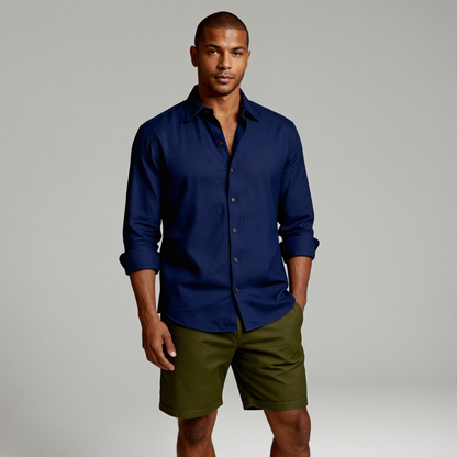 Herren-Langarmhemd mit Knopfleiste und Umlegekragen-Shirts for men-Alpenkind