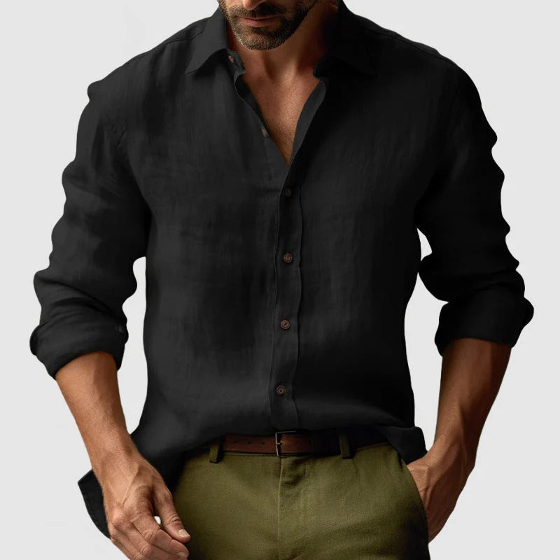 Herren-Langarmhemd mit Knopfleiste und Umlegekragen-Shirts for men-Alpenkind