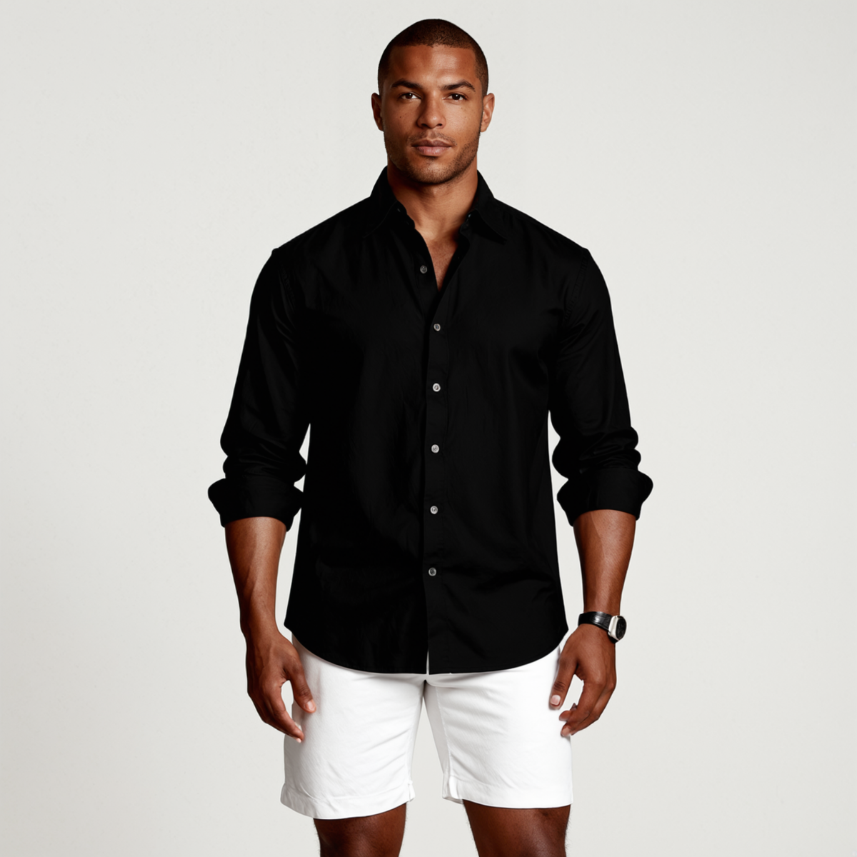 Herren-Langarmhemd mit Knopfleiste und Umlegekragen-Shirts for men-Alpenkind