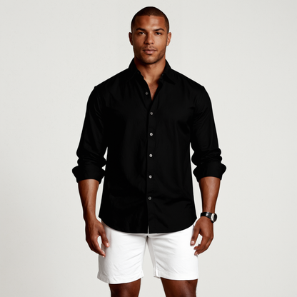 Herren-Langarmhemd mit Knopfleiste und Umlegekragen-Shirts for men-Alpenkind