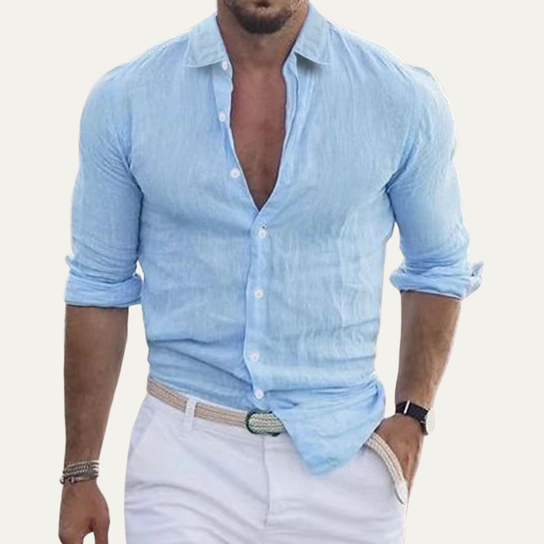 Herren Langarmhemd mit Kragen und durchgehender Knopfleiste-Shirts for men-Alpenkind