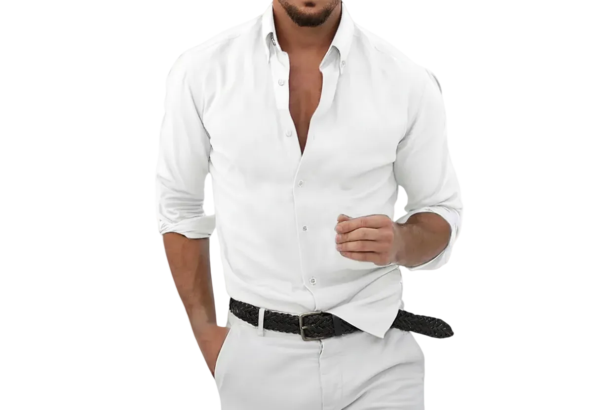 Herren Langarmhemd mit Kragen und durchgehender Knopfleiste-Shirts for men-Alpenkind