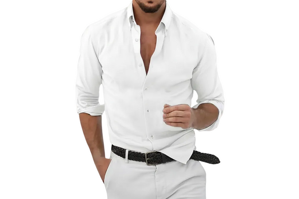 Herren Langarmhemd mit Kragen und durchgehender Knopfleiste