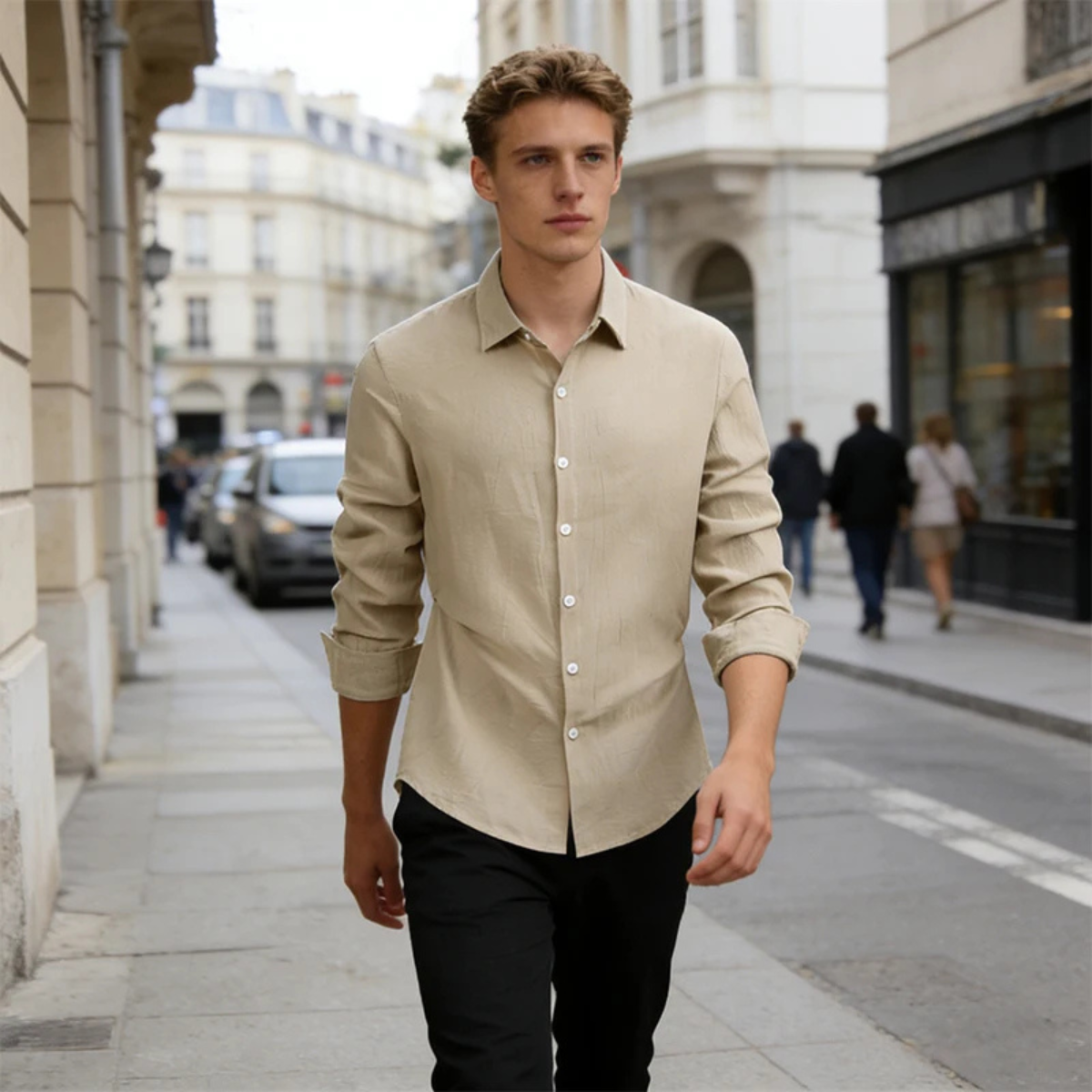 Herren Langarmhemd mit Kragen und Knopfleiste-Shirts for men-Alpenkind