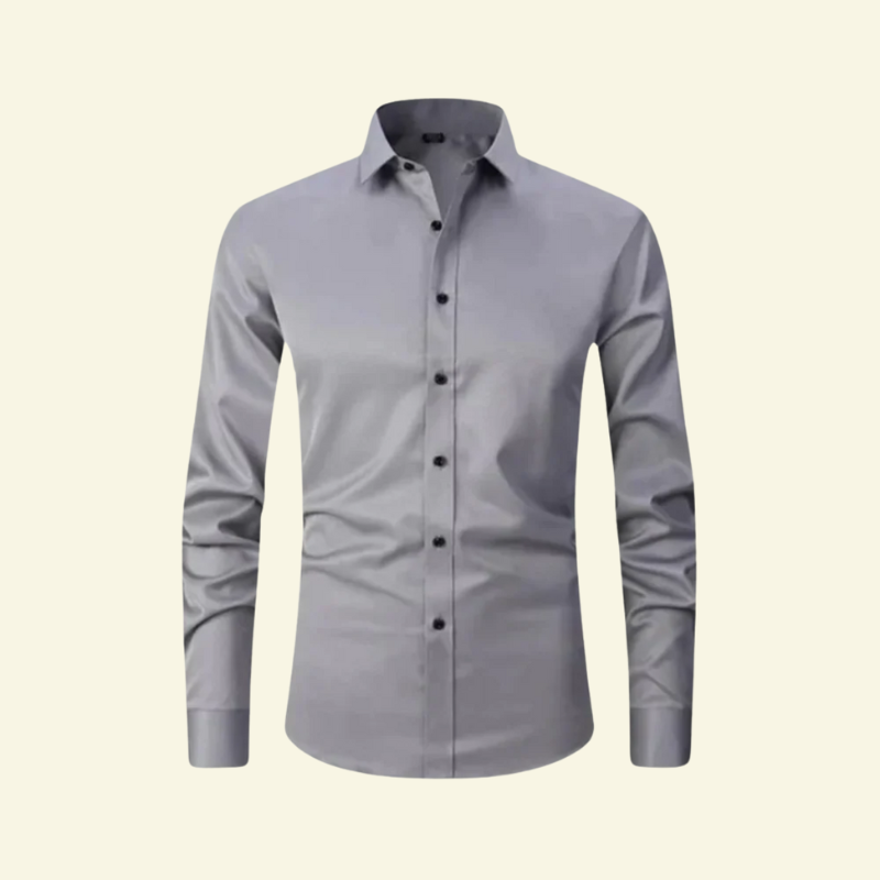 Herren Langarmhemd mit Kragen und Knopfleiste mit Kontrastknöpfen-Shirts for men-Alpenkind
