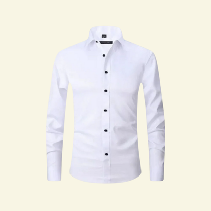 Herren Langarmhemd mit Kragen und Knopfleiste mit Kontrastknöpfen-Shirts for men-Alpenkind