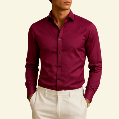 Herren Langarmhemd mit Kragen und Knopfleiste mit Kontrastknöpfen-Shirts for men-Alpenkind
