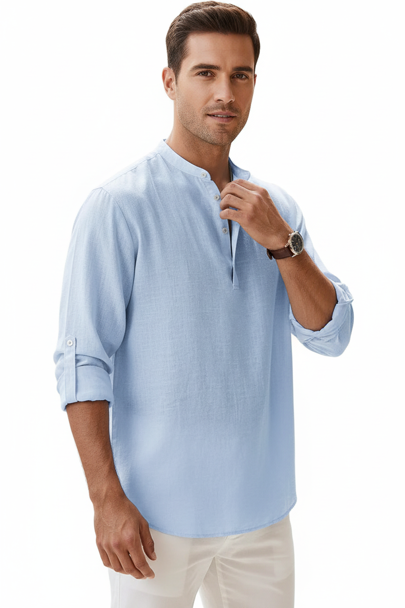 Herren Langarmhemd mit Stehkragen-Shirts for men-Alpenkind