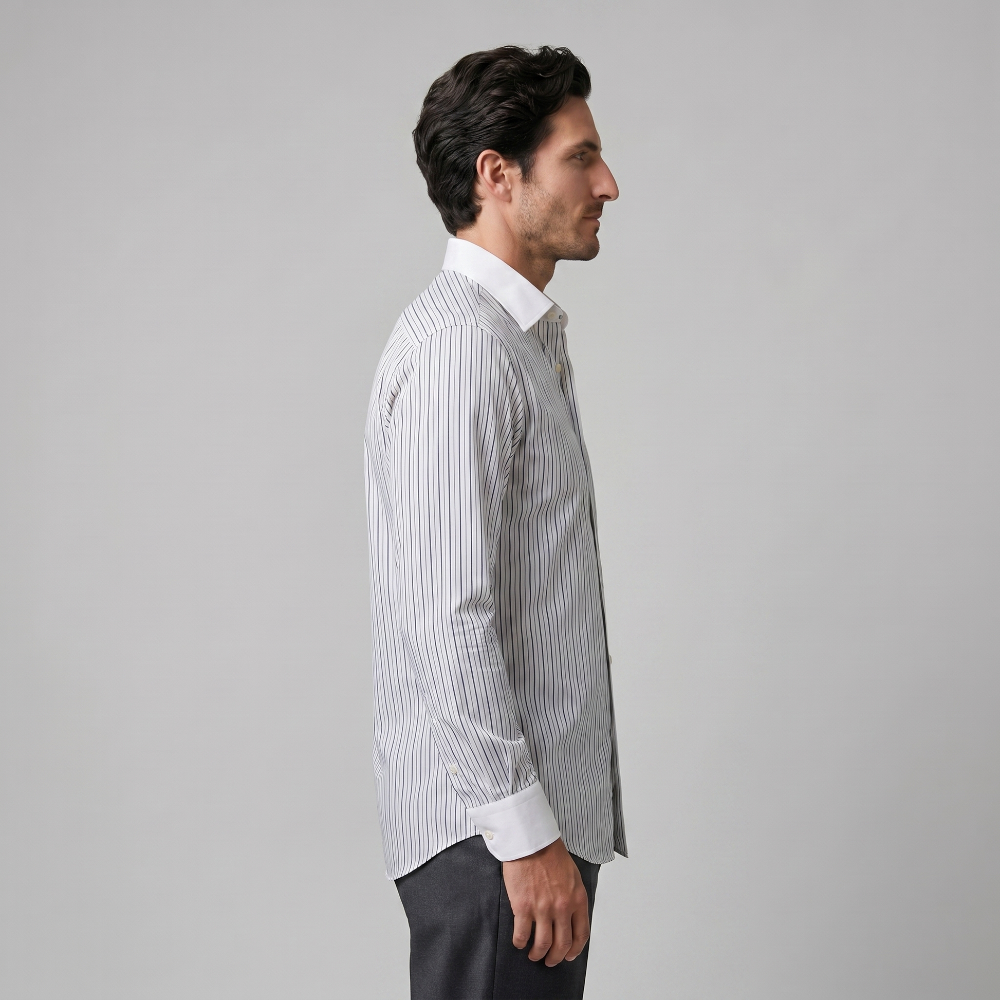 Herren-Langarmhemd mit Streifenmuster und Knopfleiste-Shirts for men-Alpenkind