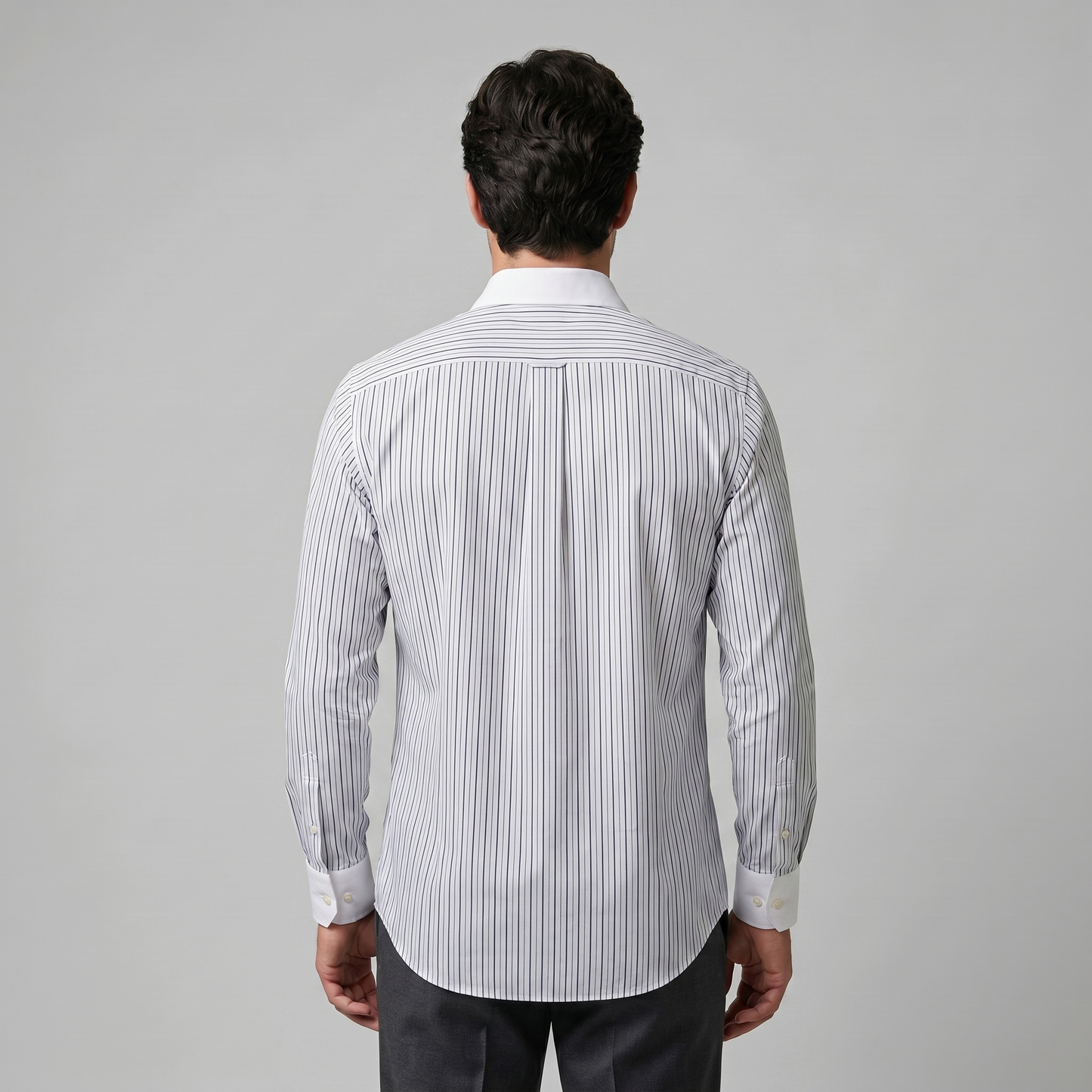 Herren-Langarmhemd mit Streifenmuster und Knopfleiste-Shirts for men-Alpenkind