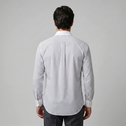Herren-Langarmhemd mit Streifenmuster und Knopfleiste-Shirts for men-Alpenkind