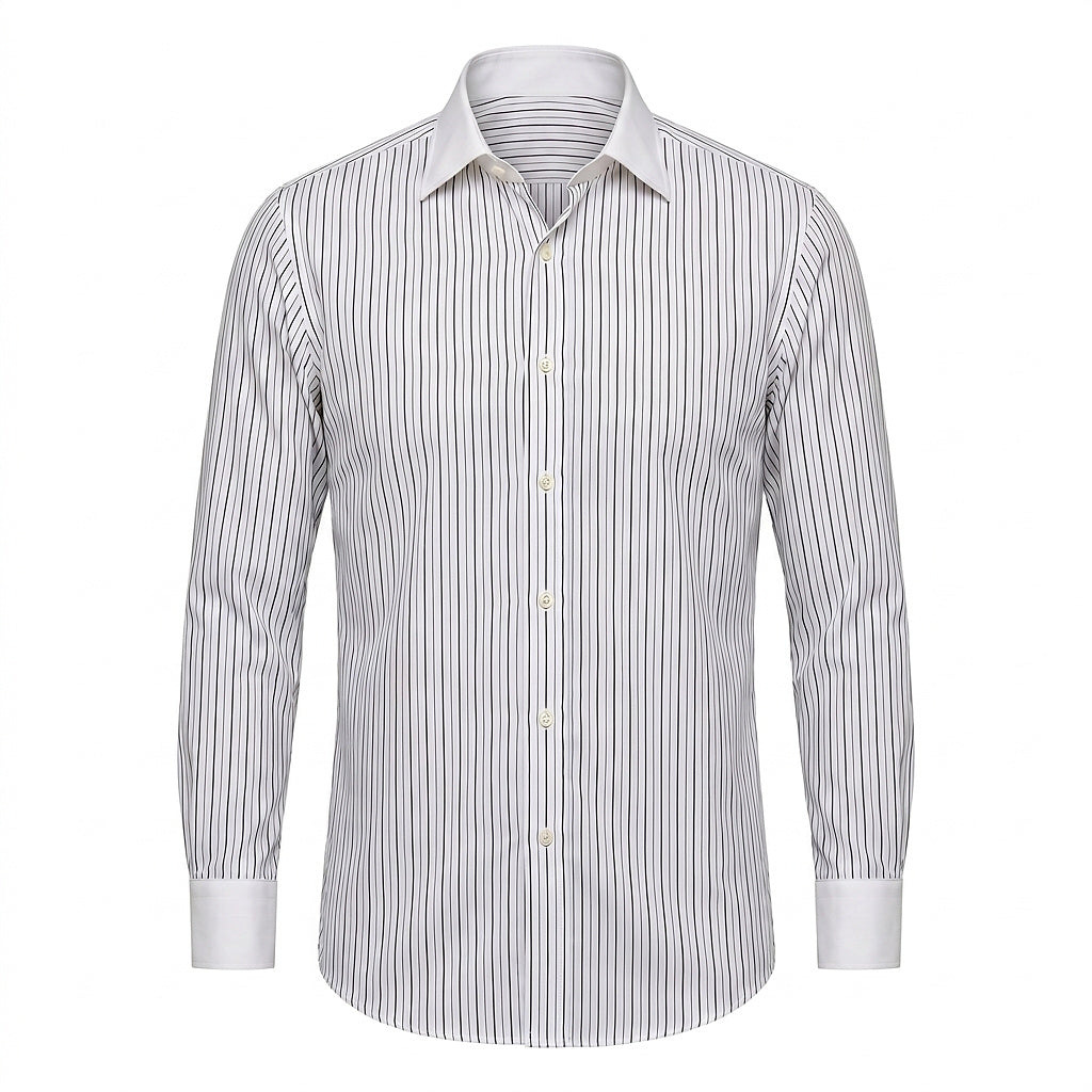 Herren-Langarmhemd mit Streifenmuster und Knopfleiste-Shirts for men-Alpenkind