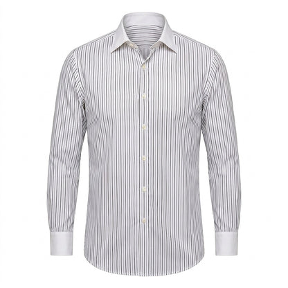 Herren-Langarmhemd mit Streifenmuster und Knopfleiste-Shirts for men-Alpenkind