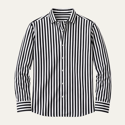 Herren Langarmhemd mit Streifenmuster und Knopfleiste