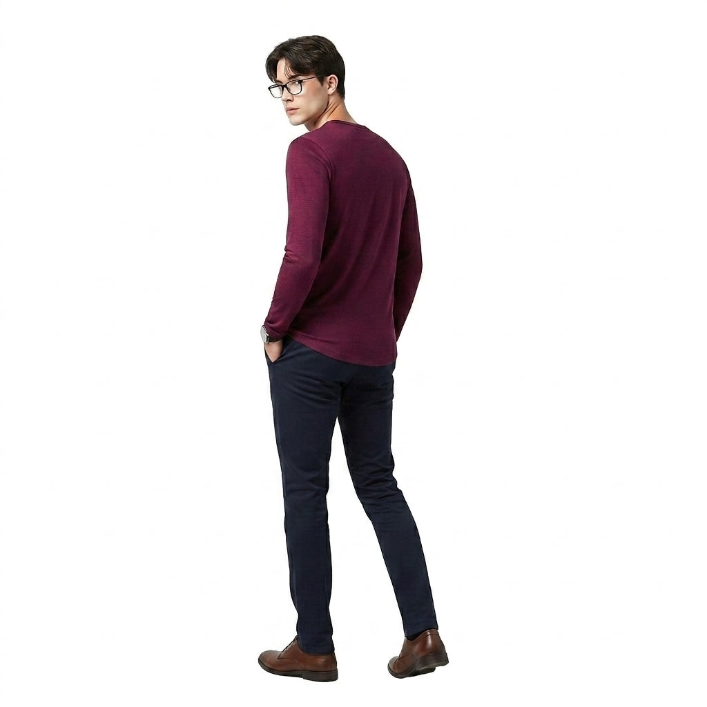 Herren-Langarmshirt mit Henley-Ausschnitt und Knopfleiste-Shirt for men-Alpenkind