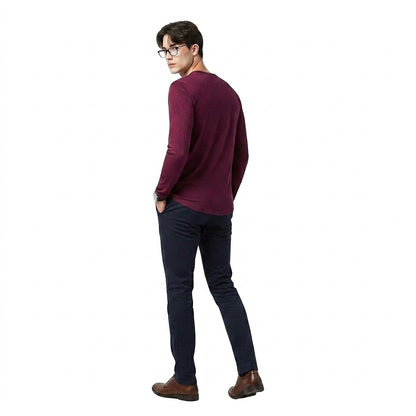 Herren-Langarmshirt mit Henley-Ausschnitt und Knopfleiste-Shirt for men-Alpenkind