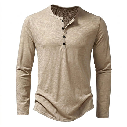 Herren-Langarmshirt mit Henley-Ausschnitt und Knopfleiste-Shirt for men-Alpenkind