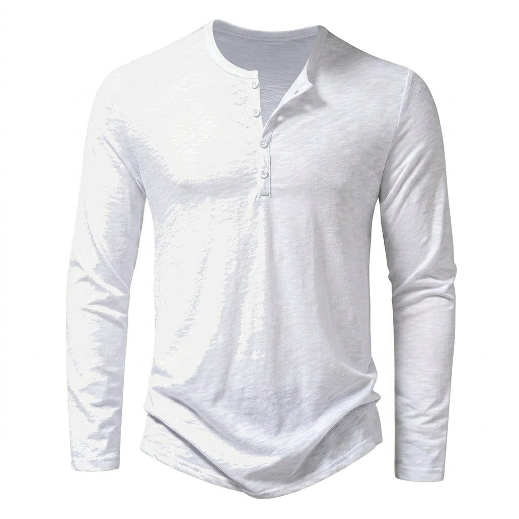 Herren-Langarmshirt mit Henley-Ausschnitt und Knopfleiste-Shirt for men-Alpenkind