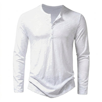 Herren-Langarmshirt mit Henley-Ausschnitt und Knopfleiste-Shirt for men-Alpenkind