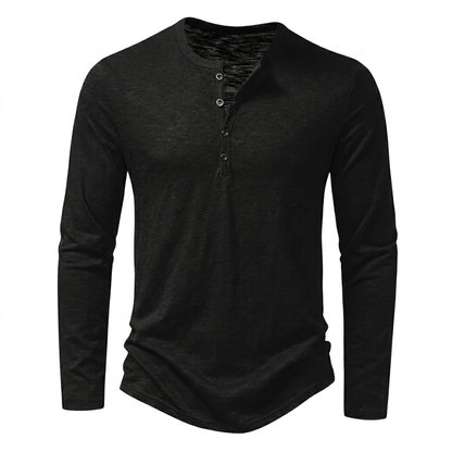 Herren-Langarmshirt mit Henley-Ausschnitt und Knopfleiste-Shirt for men-Alpenkind