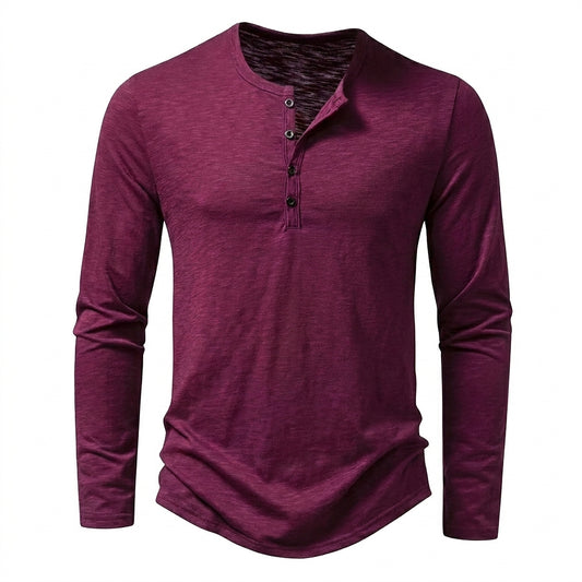 Herren-Langarmshirt mit Henley-Ausschnitt und Knopfleiste-Shirt for men-Alpenkind